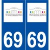 69 Charbonnières-les-Bains logo autocollant plaque stickers ville