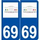 69 Charbonnières-les-Bains logo autocollant plaque stickers ville