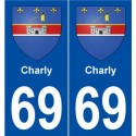69 Charly blason autocollant plaque stickers ville