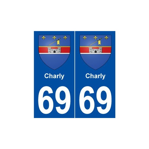 69 Charly blason autocollant plaque stickers ville