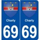69 Charly blason autocollant plaque stickers ville