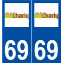 69 Charly logo autocollant plaque stickers ville