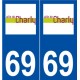 69 Charly logo autocollant plaque stickers ville