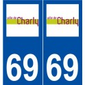 69 Charly logo autocollant plaque stickers ville