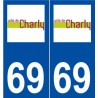 69 Charly logo autocollant plaque stickers ville
