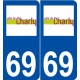 69 Charly logo autocollant plaque stickers ville