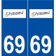 69 Chassieu logo autocollant plaque stickers ville