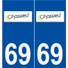 69 Chassieu logo autocollant plaque stickers ville