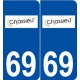 69 Chassieu logo autocollant plaque stickers ville