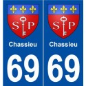 69 Chassieu blason autocollant plaque stickers ville