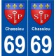 69 Chassieu blason autocollant plaque stickers ville