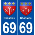 69 Chassieu blason autocollant plaque stickers ville