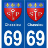 69 Chassieu blason autocollant plaque stickers ville