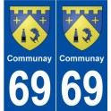 69 Communay blason autocollant plaque stickers ville