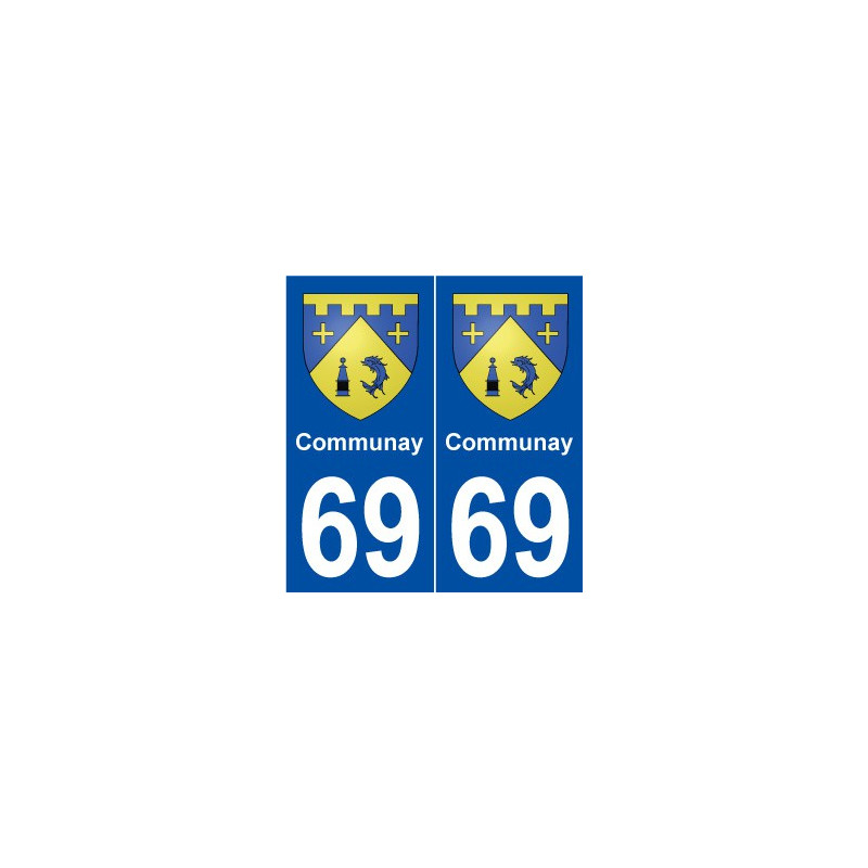 69 Communay blason autocollant plaque stickers ville