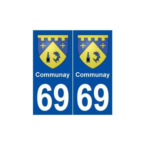 69 Communay blason autocollant plaque stickers ville
