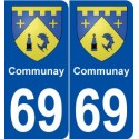 69 Communay blason autocollant plaque stickers ville