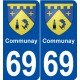 69 Communay blason autocollant plaque stickers ville