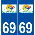 69 Corbas logo autocollant plaque stickers ville