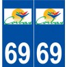69 Corbas logo autocollant plaque stickers ville