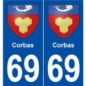 69 Corbas blason autocollant plaque stickers ville