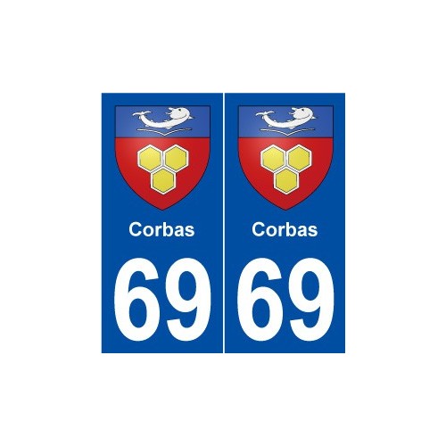 69 Corbas blason autocollant plaque stickers ville
