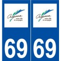 69 Craponne logo autocollant plaque stickers ville