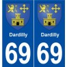 69 Dardilly blason autocollant plaque stickers ville