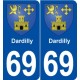 69 Dardilly blason autocollant plaque stickers ville