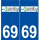 69 Dardilly logo autocollant plaque stickers ville