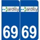 69 Dardilly logo autocollant plaque stickers ville