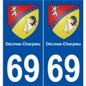 69 Décines-Charpieu blason autocollant plaque stickers ville