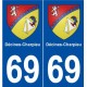 69 Décines-Charpieu blason autocollant plaque stickers ville