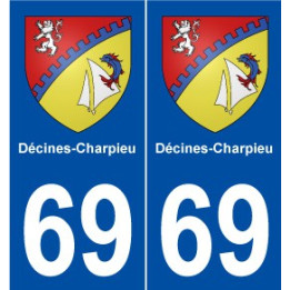 69 Décines-Charpieu blason autocollant plaque stickers ville
