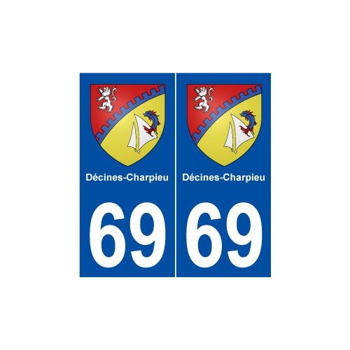 69 Décines-Charpieu blason autocollant plaque stickers ville