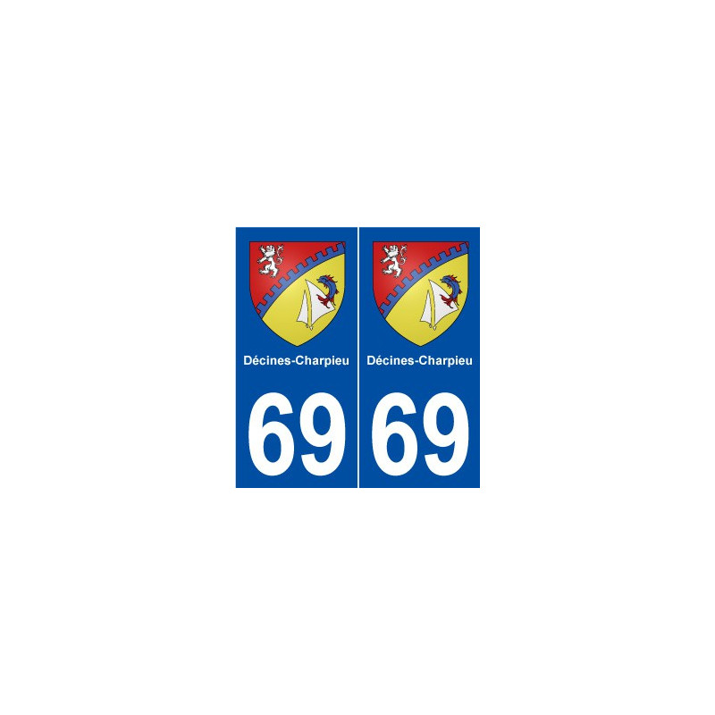 69 Décines-Charpieu blason autocollant plaque stickers ville