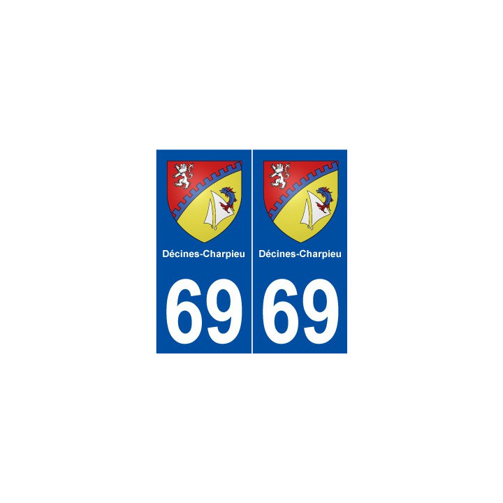 69 Décines-Charpieu blason autocollant plaque stickers ville