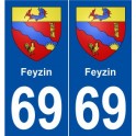 69 Feyzin blason autocollant plaque stickers ville