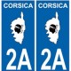 2A Haute-Corse autocollant plaque corsica