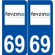 69 Feyzin logo autocollant plaque stickers ville