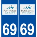 69 Fontaines-sur-Saône logo autocollant plaque stickers ville