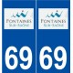 69 Fontaines-sur-Saône logo autocollant plaque stickers ville