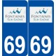 69 Fontaines-sur-Saône logo autocollant plaque stickers ville
