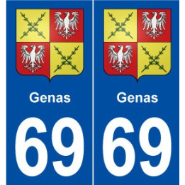 69 Genas blason autocollant plaque stickers ville