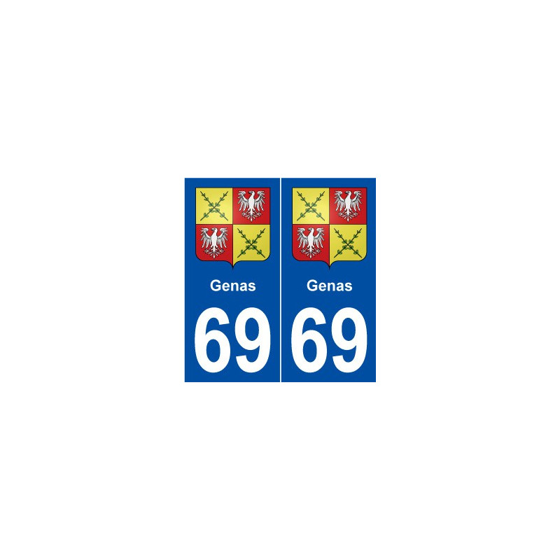 69 Genas blason autocollant plaque stickers ville