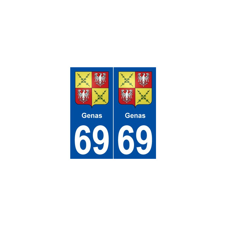 69 Genas blason autocollant plaque stickers ville