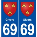 69 Givors blason autocollant plaque stickers ville