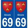 69 Givors blason autocollant plaque stickers ville