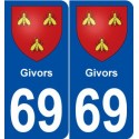 69 Givors blason autocollant plaque stickers ville