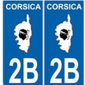 2B Corse autocollant plaque Corsica